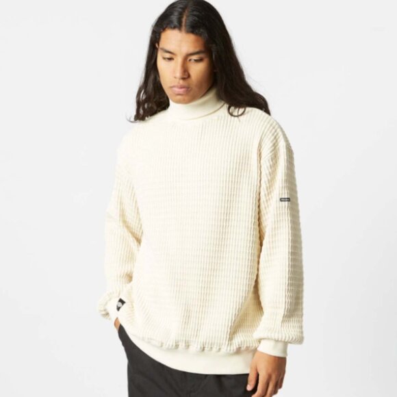 manastash | Thermal Knit Snuggle Snug Bulky Neck Turtleneck Cream Ivory Large - Picture 1 of 13
